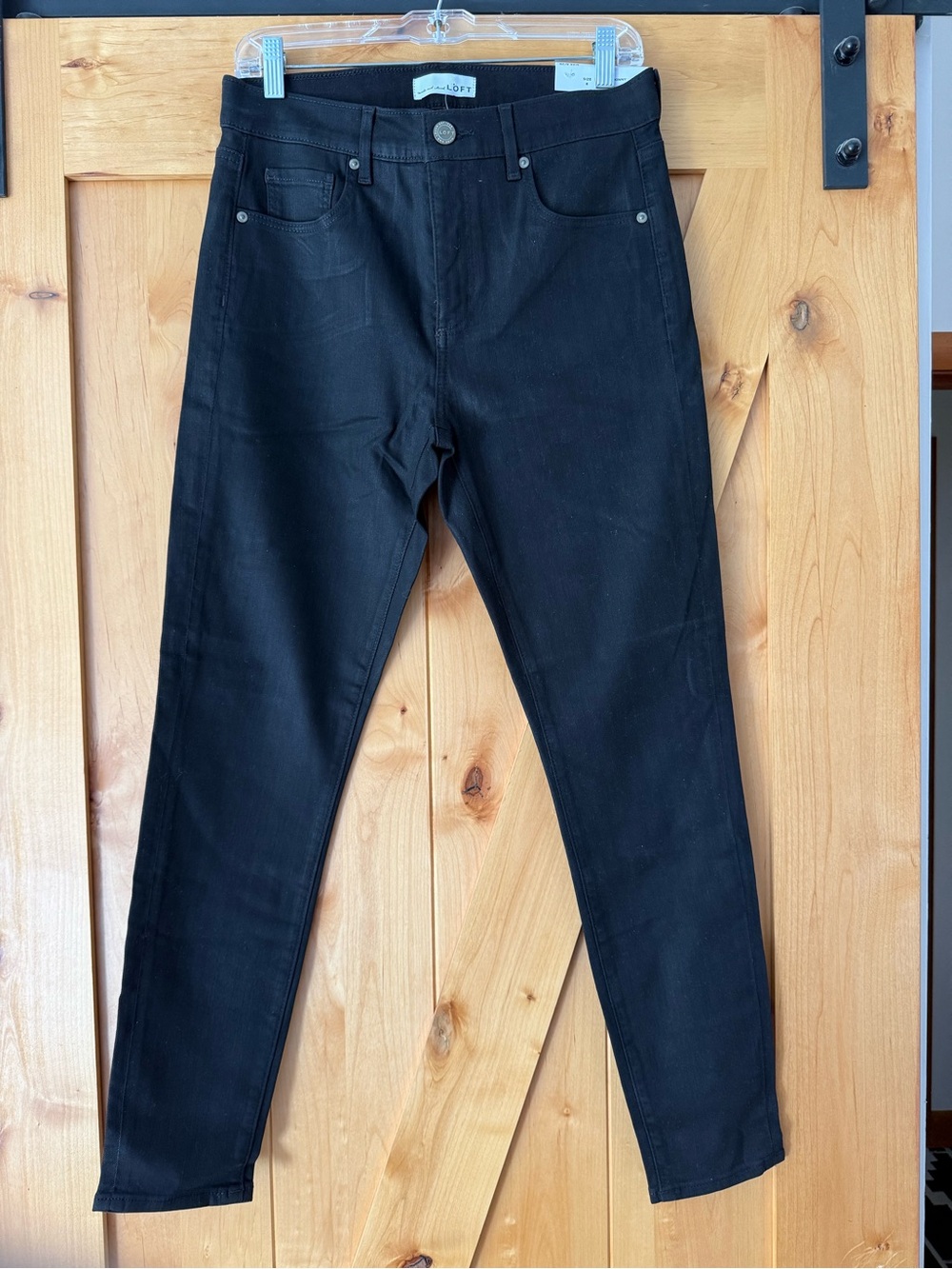 LOFT Coated Black Skinny Jeans